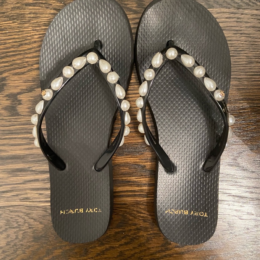 Black Pearl Tory Burch Flip Flops